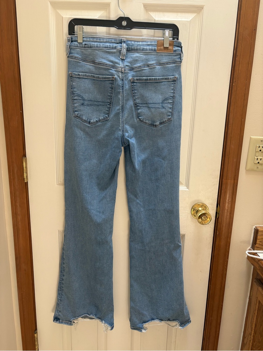 American Eagle Outfitters Light Blue Distressed Flared Jeans - Picture 3 of 5